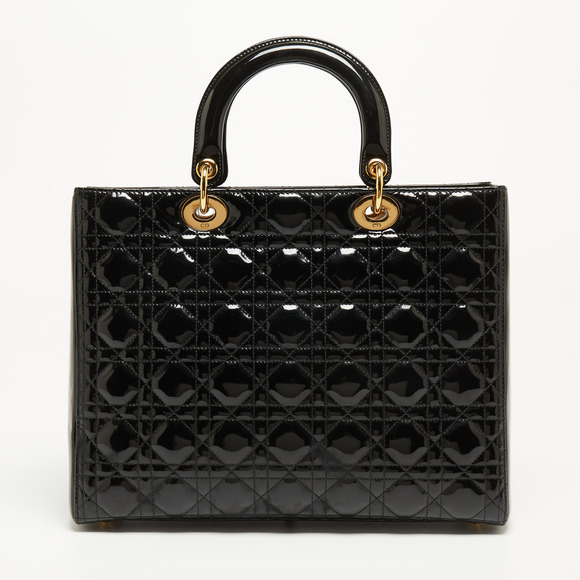 DIOR Black Cannage Patent Leather Large Lady  Tote - Picture 4 of 8